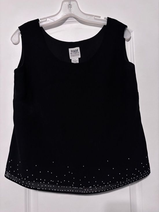 R&M Richards Tops - R&M Richards Black Sleeveless Embellished Camisole Size 14